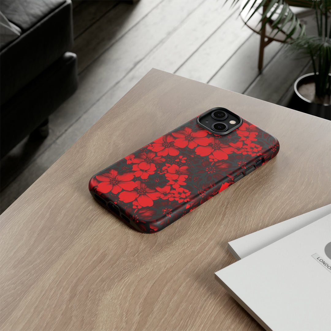 Cute IPhone Case | Red Black Flowers, iPhone 15 Case | iPhone 15 Pro Case, Iphone 14 Case, Iphone 14 Pro Max Case, Protective Iphone Case - Studio40ParkLane