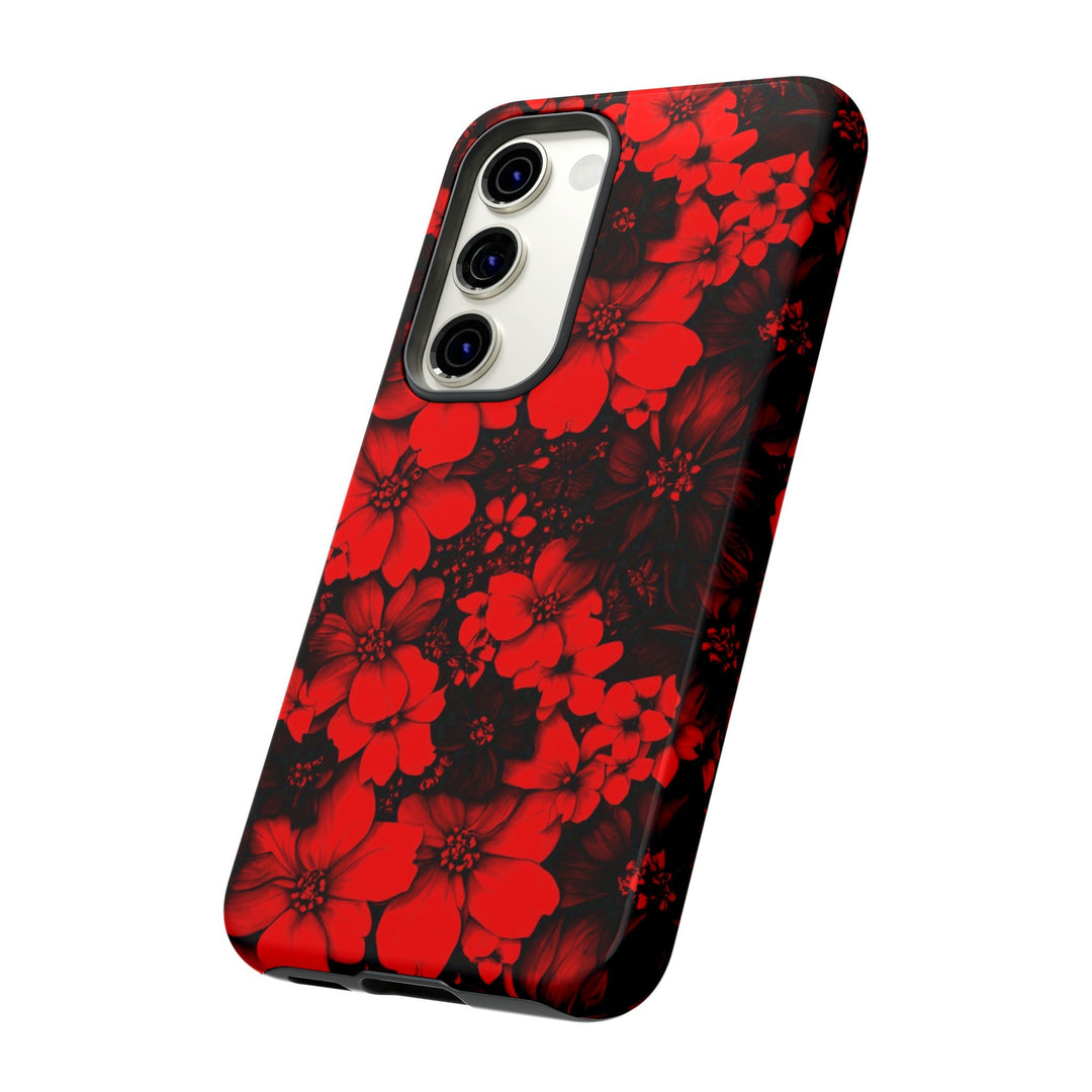 Cute Samsung Phone Case | Aesthetic Samsung Phone Case | Galaxy S23, S22, S21, S20 | Red Black Flowers, Protective Phone Case - Studio40ParkLane