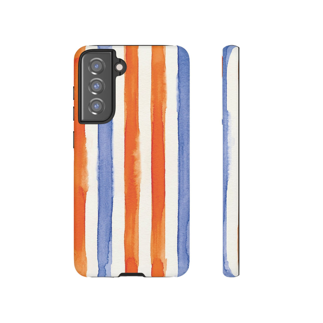 Tough Cute Blue Orange Stripes Phone Case, for IPhone 17 Pro Max | Iphone 17 Air, Iphone 16, IPhone 15, 14 13 12, Samsung Galaxy S26, S25, S24, S23 - Studio40ParkLane