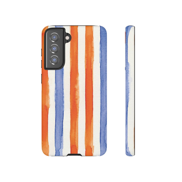 Tough Cute Blue Orange Stripes Phone Case, for IPhone 17 Pro Max | Iphone 17 Air, Iphone 16, IPhone 15, 14 13 12, Samsung Galaxy S26, S25, S24, S23 - Studio40ParkLane