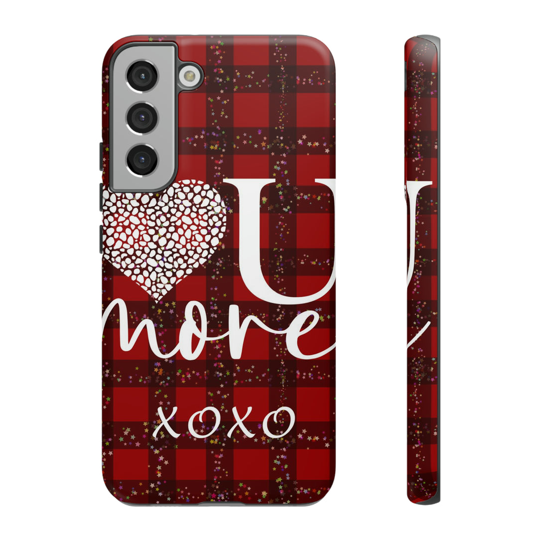 Cute Samsung Phone Cases, Designer Samsung Galaxy S23 Phone Case, Samsung S22 Case, Samsung S21 Case, Samsung S20 Case, Red Plaid Love You - Studio40ParkLane