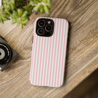 Tough Premium Sweet Pink Stripes Phone Case Gift for Her - For Apple iPhone 16 Pro Max 16e iPhone 15 Pro iPhone Iphone 14 Plus 13 Pro 12 SE XR - Studio40ParkLane