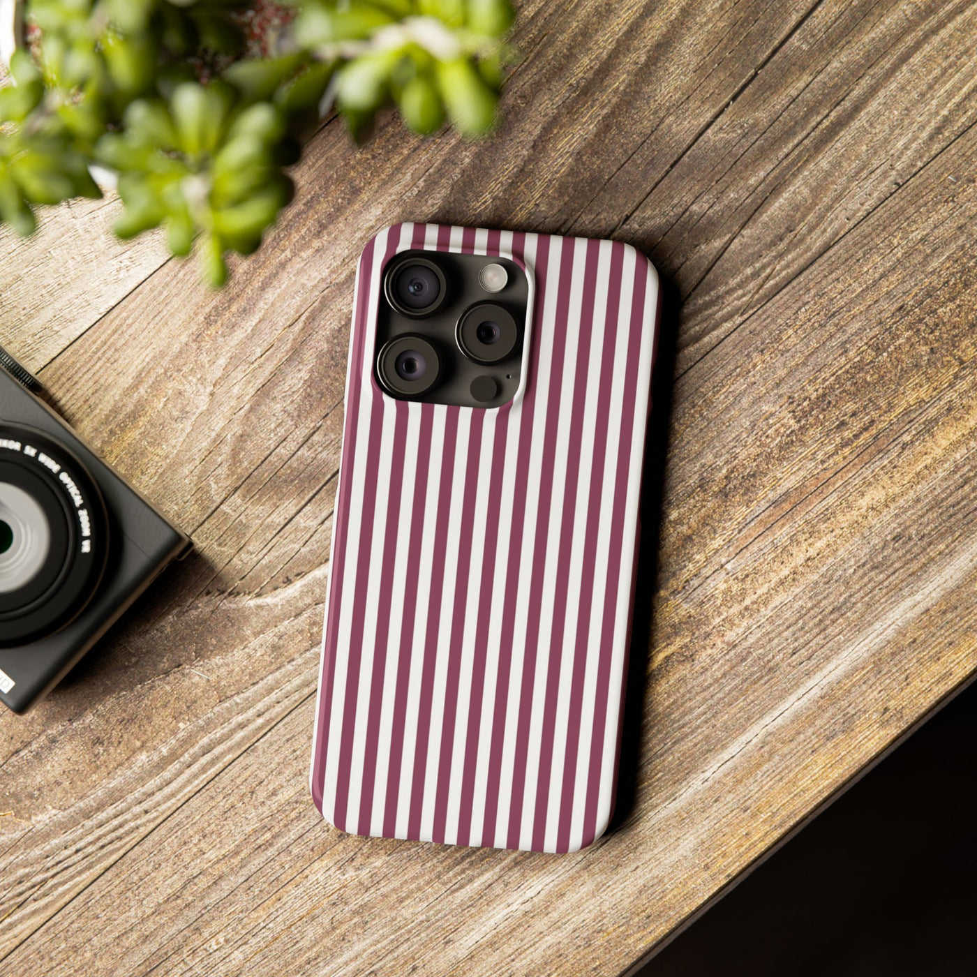 Slim Claret Red Striped Cute Phone Case for Iphone 16 - | iPhone 15 Pro Max Case | iPhone 14 Case Iphone 13 12 11 10 9 8 7 XS X Gift for Her - Studio40ParkLane