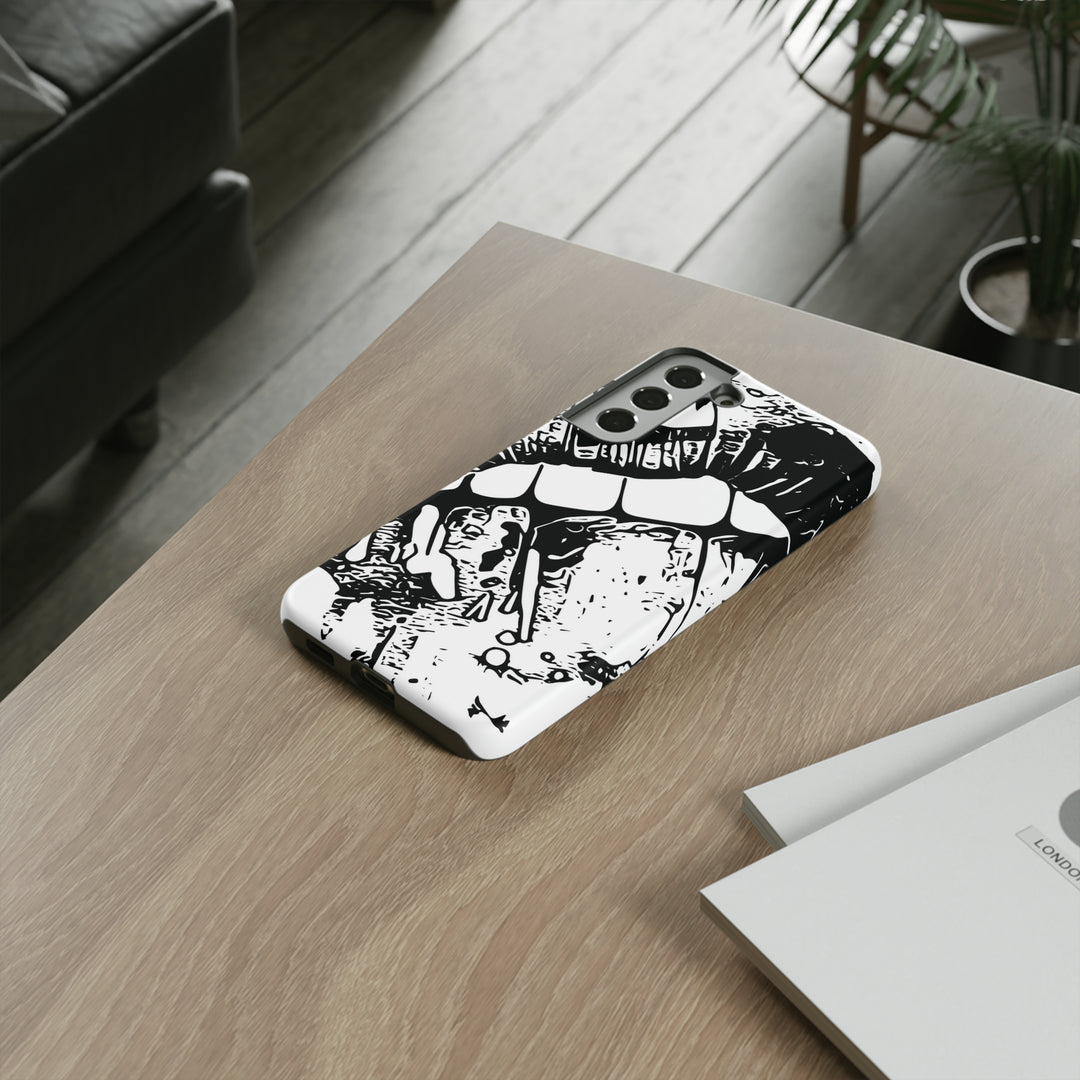 Cute Samsung Phone Case | Aesthetic Samsung Phone Case | Smile Lips Black White | Galaxy S23, S22, S21, S20 | Luxury Double Layer | Cool - Studio40ParkLane
