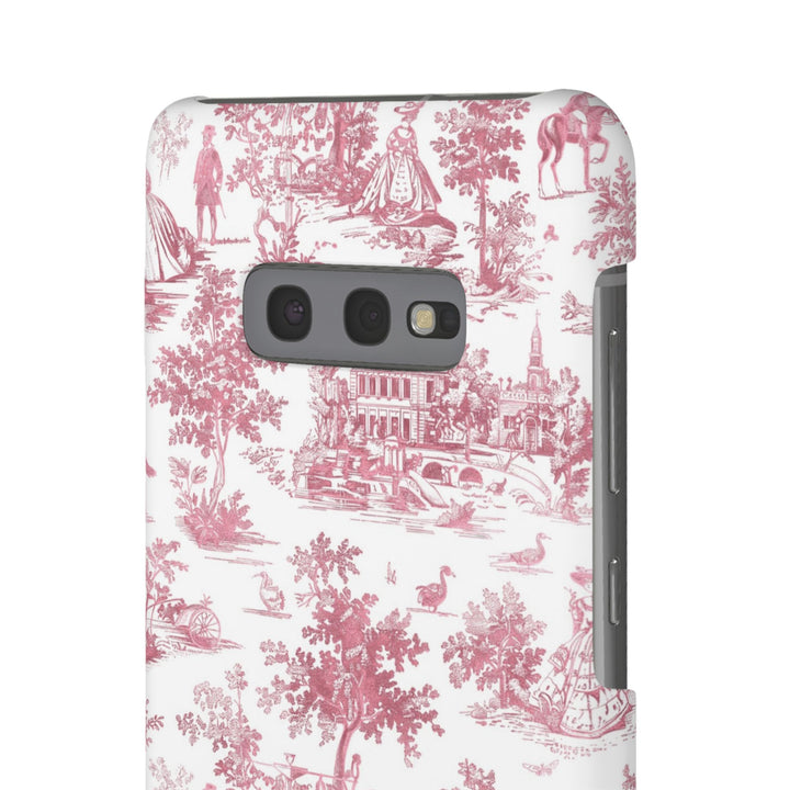 Sleek Snap Pink French Toile Cute Phone Case for iPhone 16 15 14 13 12 11 X Xs Max Xr Pro Plus Samsung Galaxy S24 S23 S22 S21 S20 Note Ultra