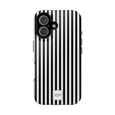 Custom Personalized Black White Striped Magsafe Phone Case for Iphone 17 - | iPhone 16 Pro Max Case | iPhone 15 Case Iphone 14 13 12 11 10 - Studio40ParkLane