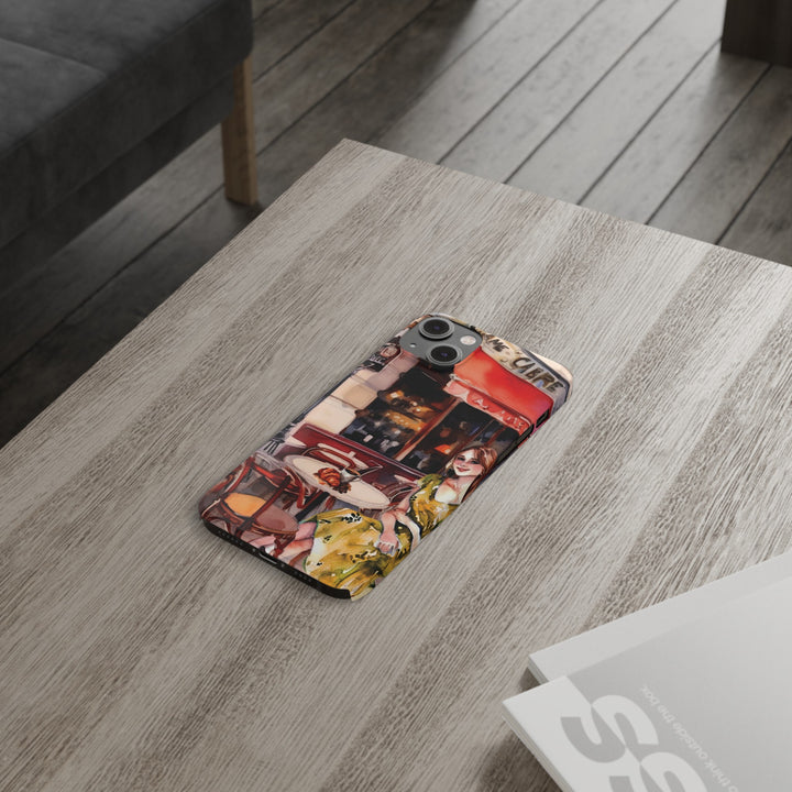 Slim Cute Phone Cases for Iphone - | iPhone 15 Case | iPhone 15 Pro Max Case, Iphone 14 Case, Iphone 14 Pro Max, Iphone 13, Paris Cafe Coffee Croissant - Studio40ParkLane