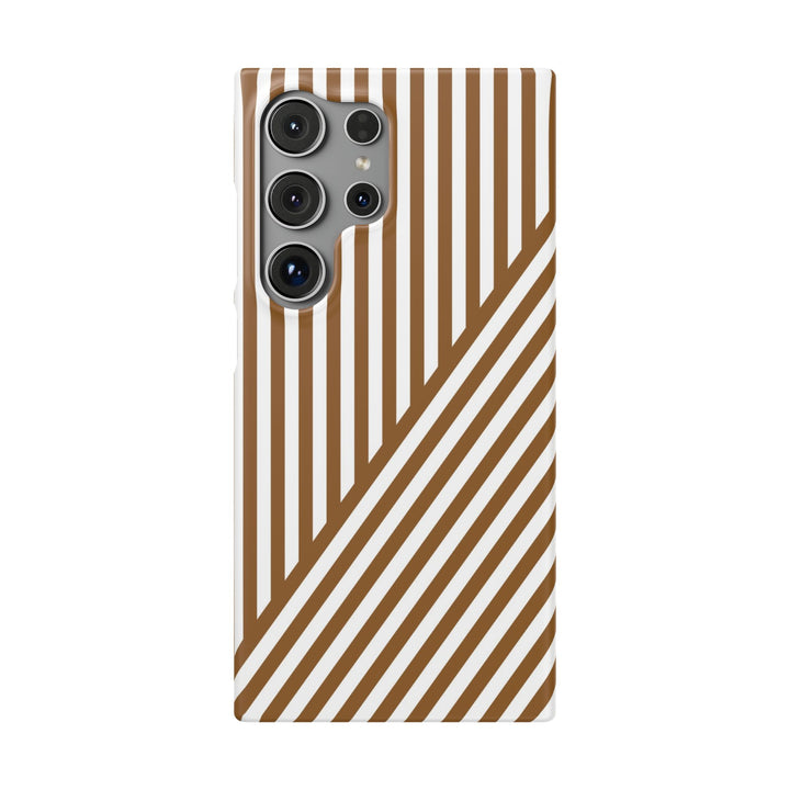 Aesthetic Mocha Brown Stripes Cute Phone Case Sleek Snap - For iPhone 17 Pro Max iPhone 16 Pro iPhone 15 Iphone 14 Plus 13 Pro 12 11 10 Gift - Studio40ParkLane