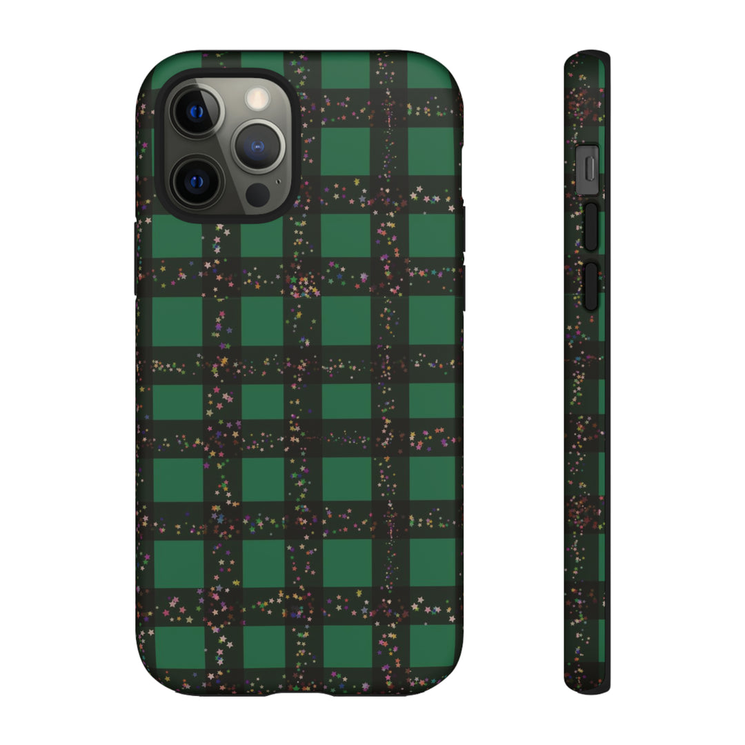 Cute IPhone Case | iPhone 15 Case | iPhone 15 Pro Max Case, Iphone 14 Case, Iphone 14 Pro Max Case IPhone Case for Art Lovers, Green Festive Plaid - Studio40ParkLane