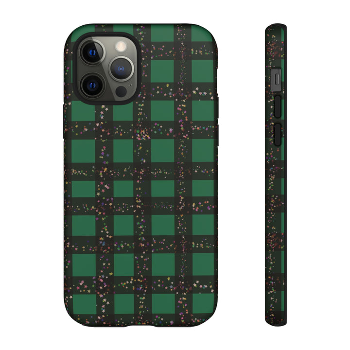 Cute IPhone Case | iPhone 15 Case | iPhone 15 Pro Max Case, Iphone 14 Case, Iphone 14 Pro Max Case IPhone Case for Art Lovers, Green Festive Plaid - Studio40ParkLane