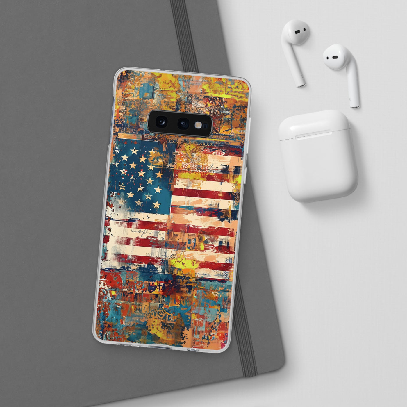 Cute Flexi Phone Cases, US Flag Abstract, Compatible with Samsung Galaxy S23, Samsung S22, Samsung S21, Samsung S20, Galaxy S20 Ultra