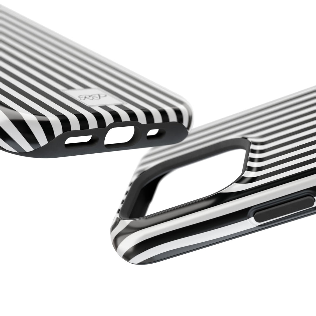 Custom Personalized Black White Striped Magsafe Phone Case for Iphone 17 - | iPhone 16 Pro Max Case | iPhone 15 Case Iphone 14 13 12 11 10 - Studio40ParkLane