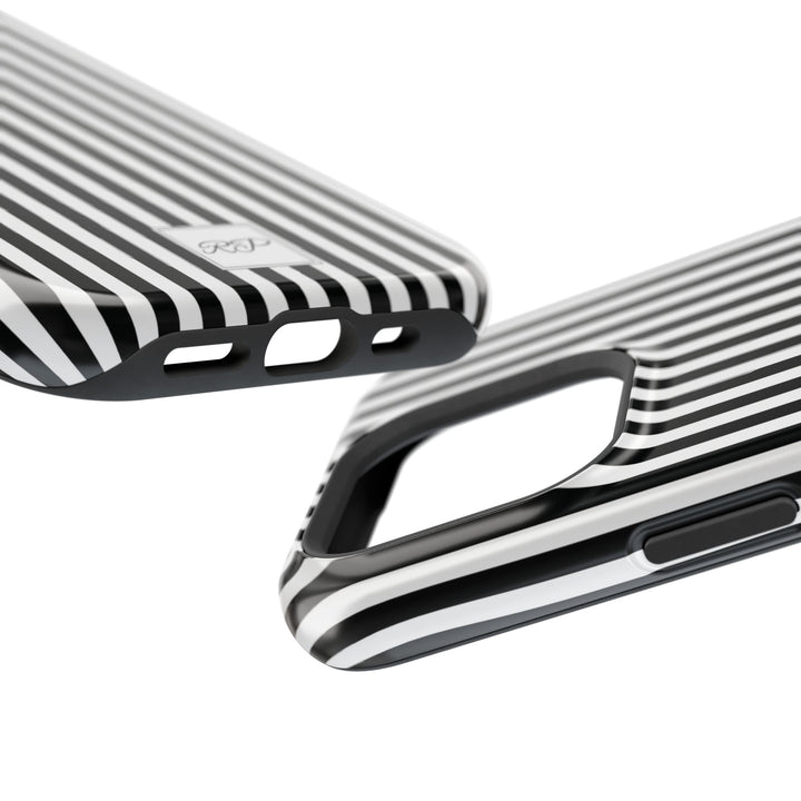 Custom Personalized Black White Striped Magsafe Phone Case for Iphone 17 - | iPhone 16 Pro Max Case | iPhone 15 Case Iphone 14 13 12 11 10 - Studio40ParkLane