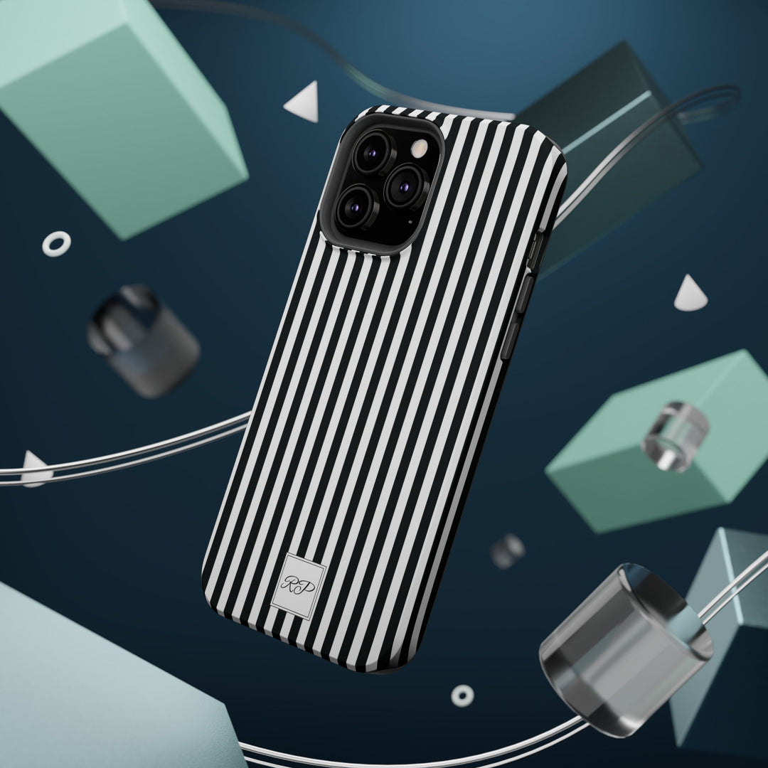 Custom Personalized Black White Striped Magsafe Phone Case for Iphone 17 - | iPhone 16 Pro Max Case | iPhone 15 Case Iphone 14 13 12 11 10 - Studio40ParkLane