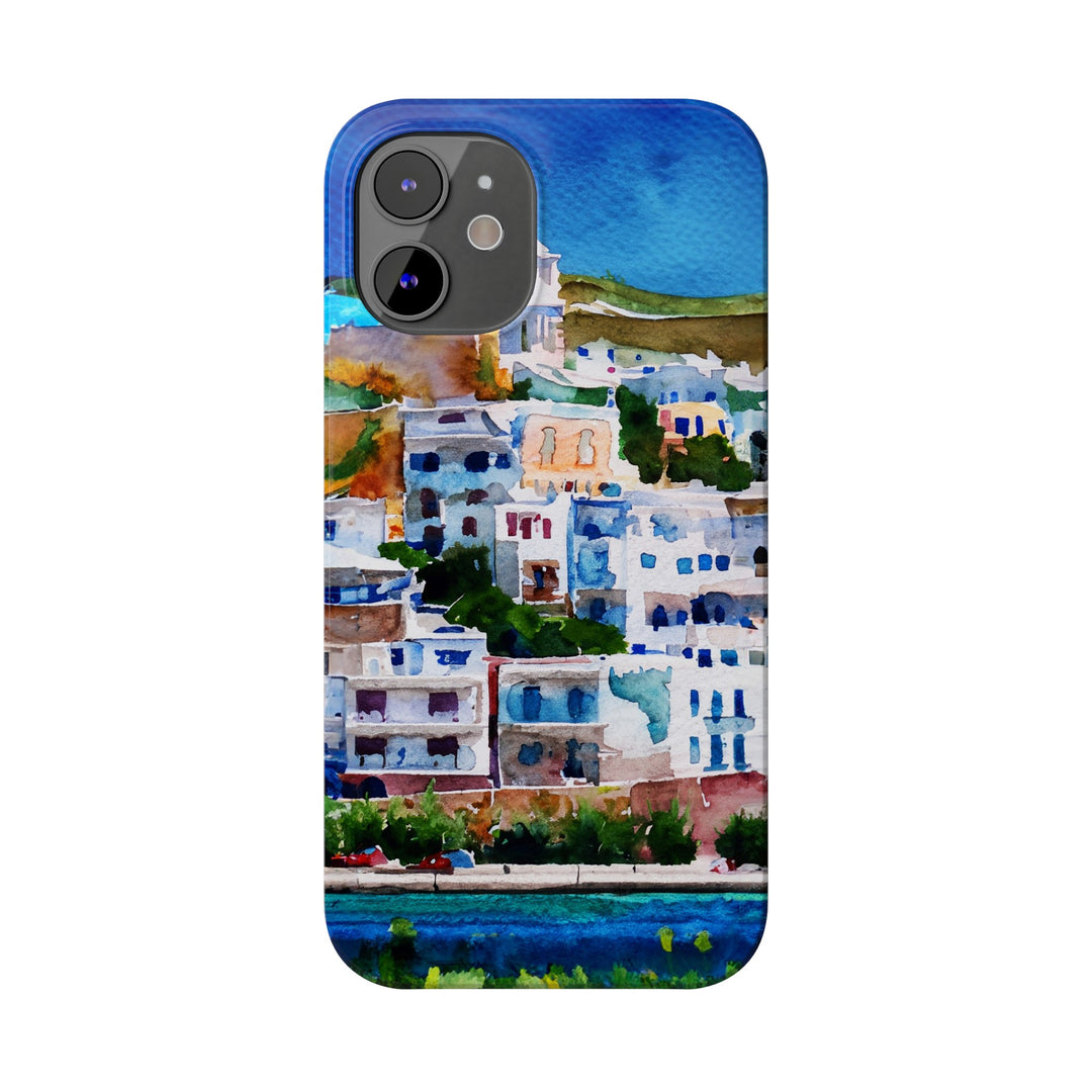 Slim Cute Phone Cases for Iphone | iPhone 15 Case | iPhone 15 Pro Max Case, Iphone 14, Iphone 14 Pro Max, Iphone 13, Colorful Greek House Watercolor - Studio40ParkLane