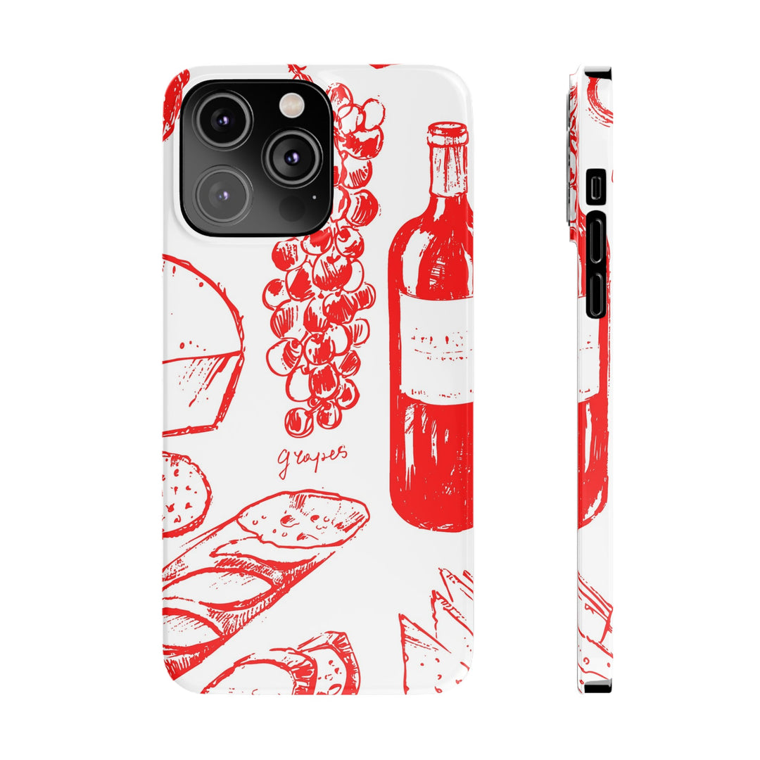 Slim Cute Phone Cases for Iphone | iPhone 15 Case | iPhone 15 Pro Max Case, Iphone 14, Iphone 14 Pro Max, Iphone 13, French Food Wine Red - Studio40ParkLane