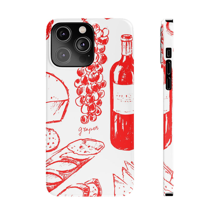 Slim Cute Phone Cases for Iphone | iPhone 15 Case | iPhone 15 Pro Max Case, Iphone 14, Iphone 14 Pro Max, Iphone 13, French Food Wine Red - Studio40ParkLane