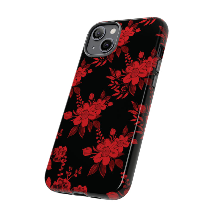 Cute IPhone Case | Red Black Flowers, iPhone 15 Case | iPhone 15 Pro Case, Iphone 14 Case, Iphone 14 Pro Max Case, Protective Iphone Case - Studio40ParkLane