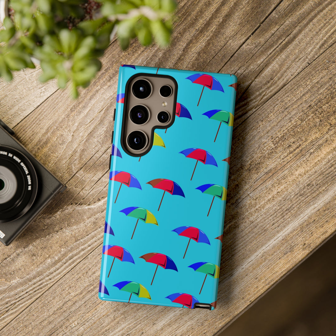 Cute Samsung Phone Case | Aesthetic Samsung Phone Case | Galaxy S23, S22, S21, S20 | Colorful Beach Parasols Blue, Protective Phone Case - Studio40ParkLane