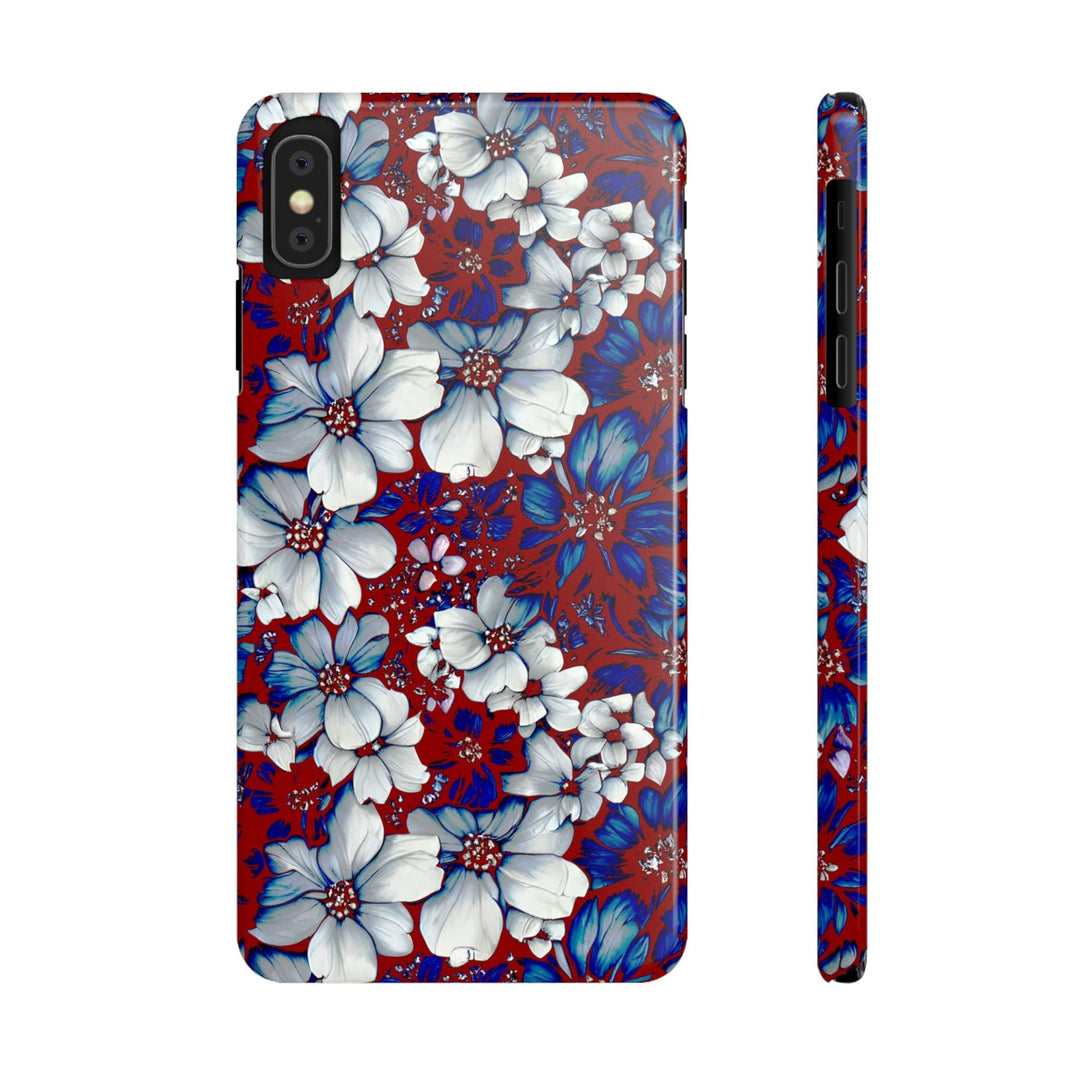 Slim Cute Phone Cases for Iphone - | iPhone 15 Case | iPhone 15 Pro Max Case, Iphone 14 Case, Iphone 14 Pro Max, Iphone 13, Red Blue Flowers - Studio40ParkLane
