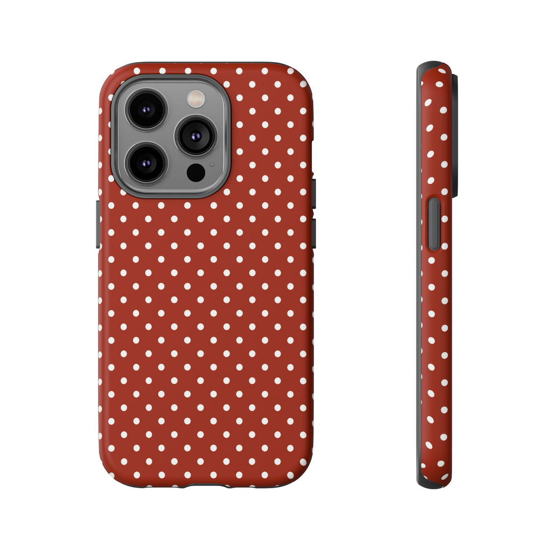 Aesthetic Tough Clay Red Polka Dots Premium Phone Case - For iPhone 17 Pro Max iPhone 16 Pro iPhone 15 Iphone 14 Plus 13 Pro 12 11 10 XR XS - Studio40ParkLane