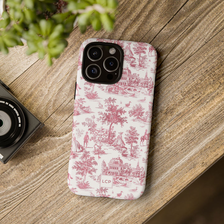 Personalized Custom French Toile Tough Cute Phone Case For Apple iPhone 18, 17, 16, 15 14, Pro Max, Samsung Galaxy S26, S25, S24 Plus Ultra