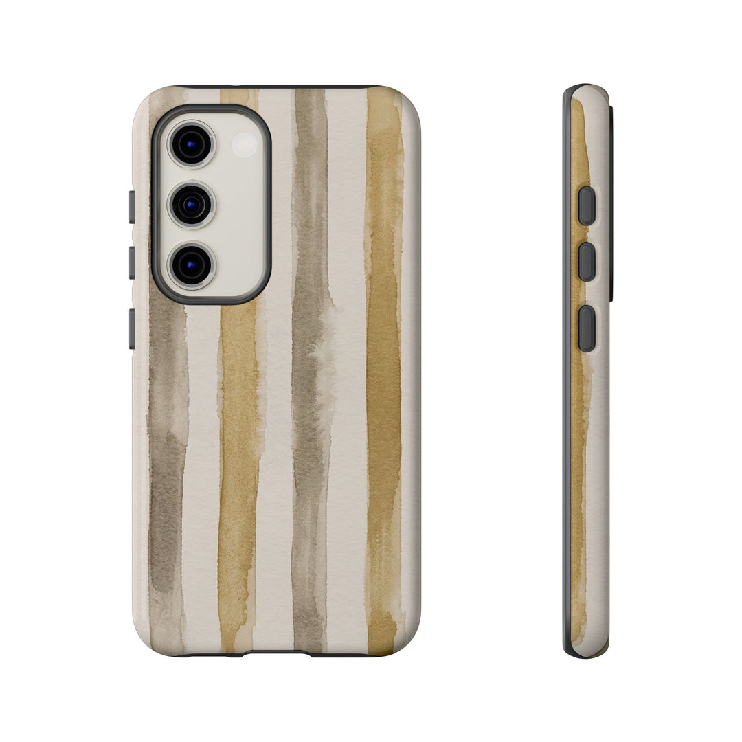 Tough Cute Brown Beige Stripes Phone Case, for IPhone 17 Pro Max | Iphone 17 Air, Iphone 16, IPhone 15, 14 13 12, Samsung Galaxy S26, S25, S24, S23 - Studio40ParkLane