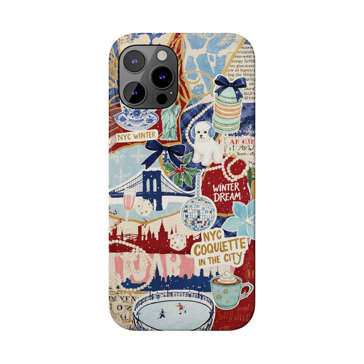 Slim New York Winter Coquette Collage Cute Phone Case for Iphone 16 - | iPhone 15 Pro Max Case | iPhone 14 Case Iphone 13 12 11 10 9 8 7 X - Studio40ParkLane