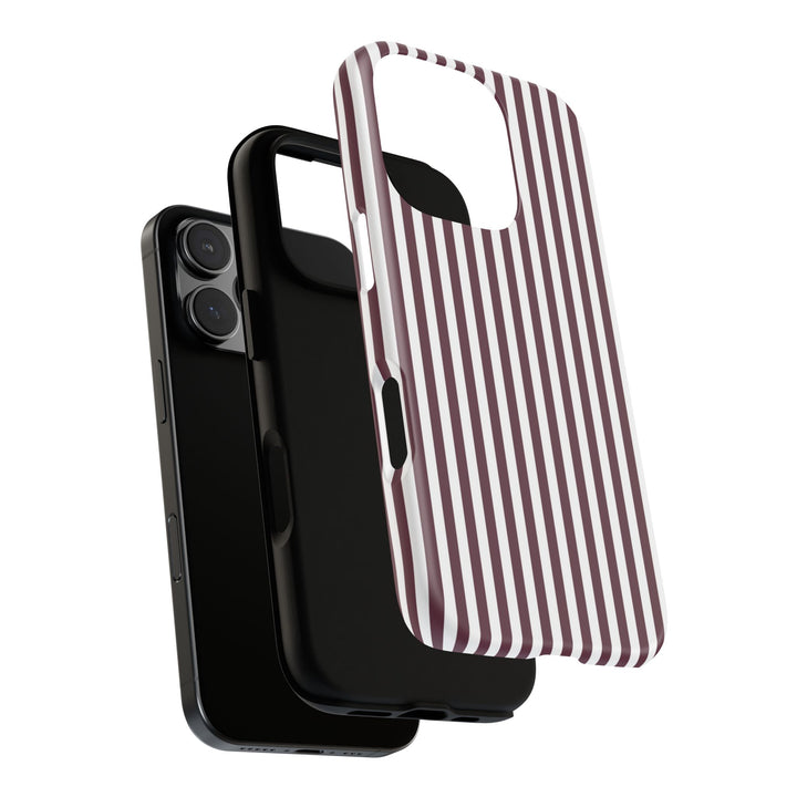 Tough Premium Burgundy Stripes Phone Case Gift for Her - For Apple iPhone 16 Pro Max 16e iPhone 15 Pro iPhone Iphone 14 Plus 13 Pro 12 SE XR - Studio40ParkLane