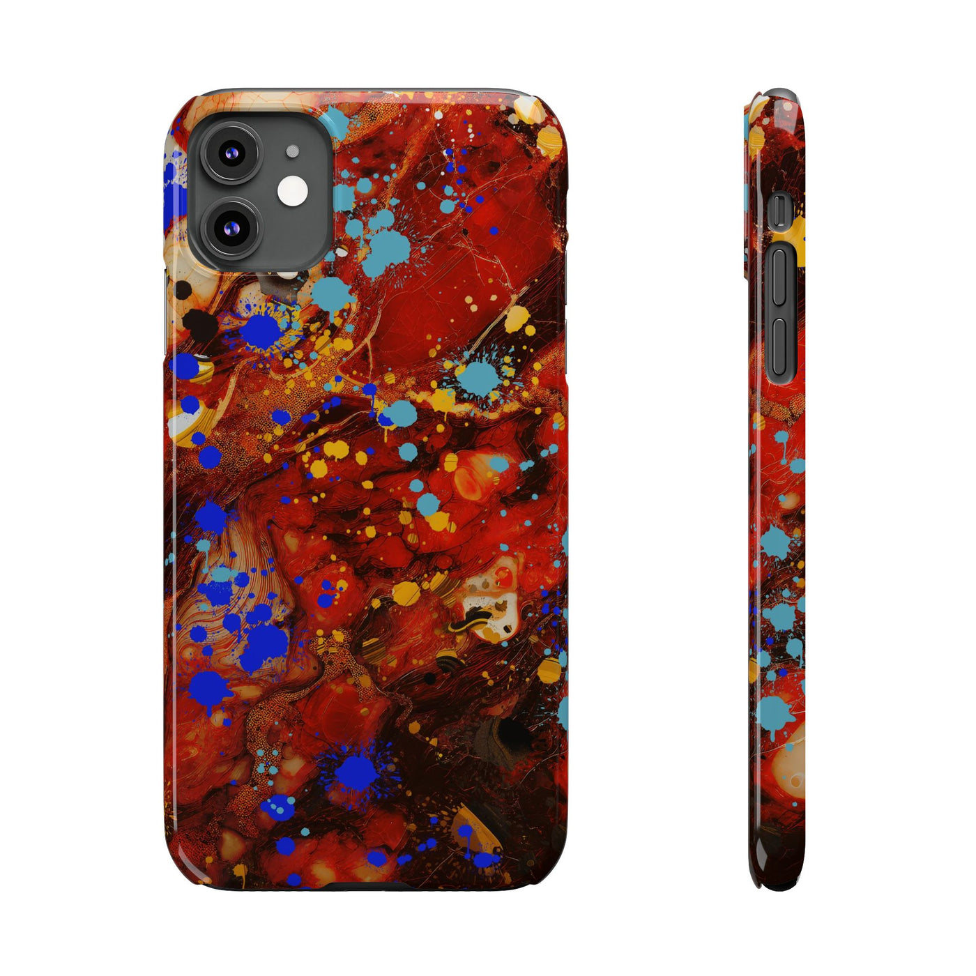 Slim Cute iPhone Cases - | iPhone 15 Case | iPhone 15 Pro Max Case, Iphone 14 Case, Iphone 14 Pro Max, Iphone 13, Fall Marble Paint Splash