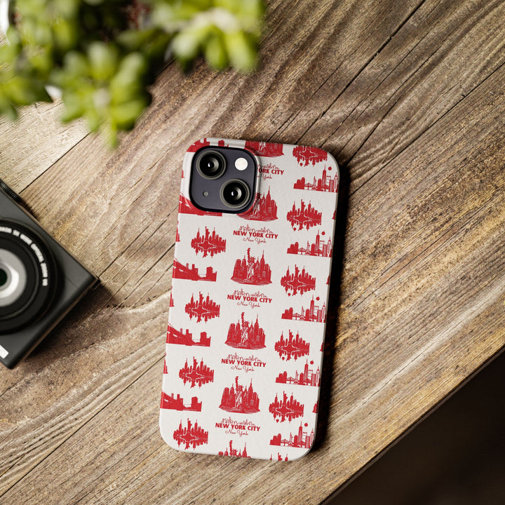 Slim New York Skyline Red Collage Coquette Gift for Her Cute Phone Cases for Iphone 16 Pro Max | iPhone 15 Case | iPhone 15 Pro Max Case, Iphone 14, Iphone 14 Pro Max, Iphone 13 12 11 8 7 - Studio40ParkLane