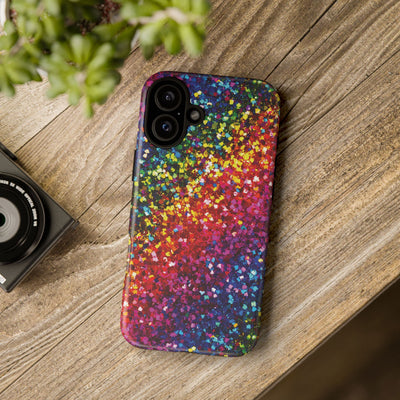 Faux Chic Play on Glitter Effect Cute Phone Case, for IPhone 16 pro Max | Iphone 15, Iphone 14, IPhone 13 Case, 11 8 7, Samsung Galaxy S24, S23, S22, S21, 2 Layer Protection