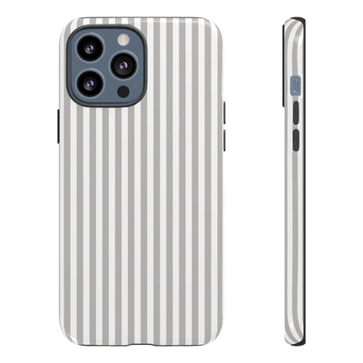 Tough Premium Ash Grey Stripes Phone Case Gift for Her - For Apple iPhone 16 Pro Max 16e iPhone 15 Pro iPhone Iphone 14 Plus 13 Pro 12 SE XR - Studio40ParkLane