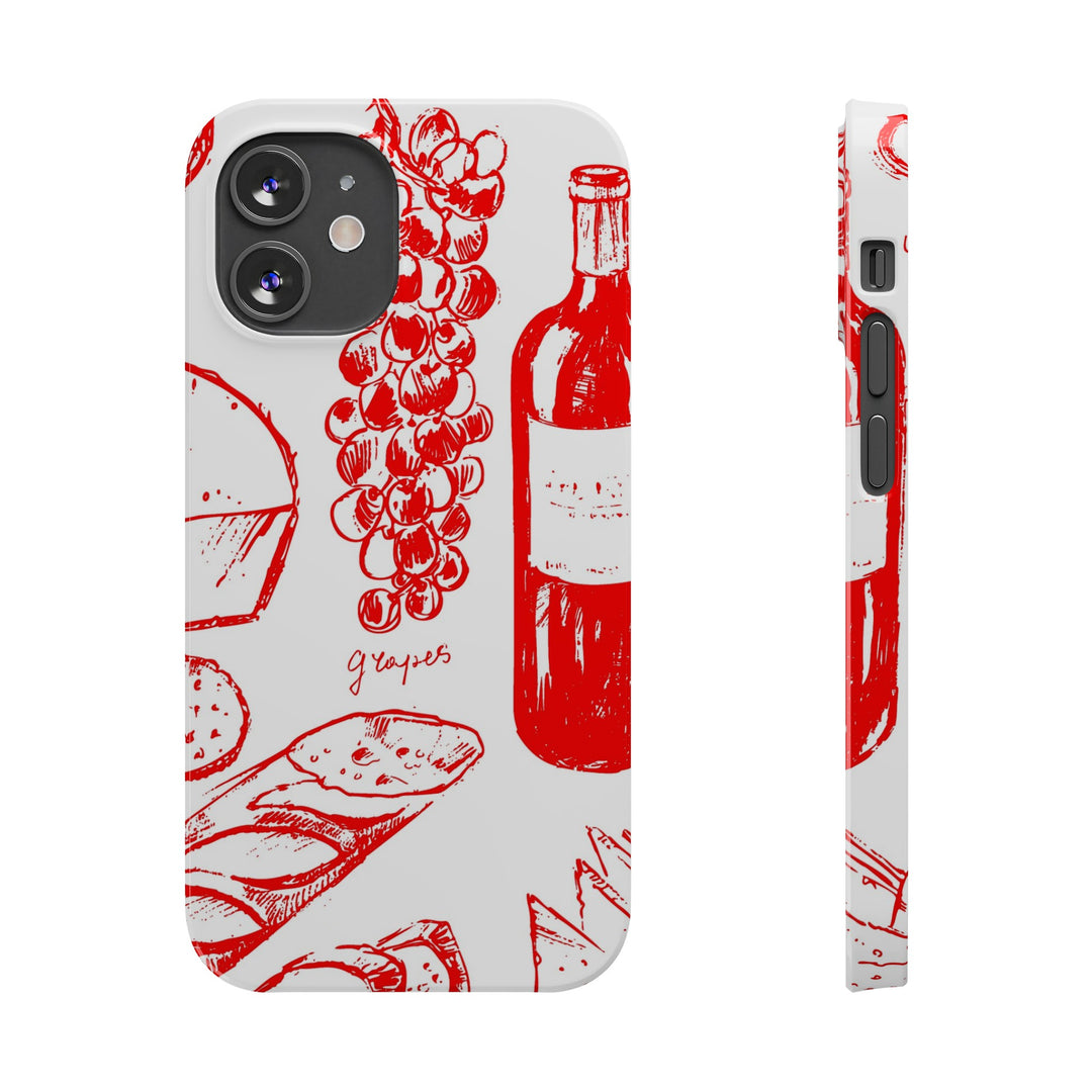 Slim Cute Phone Cases for Iphone | iPhone 15 Case | iPhone 15 Pro Max Case, Iphone 14, Iphone 14 Pro Max, Iphone 13, French Food Wine Red - Studio40ParkLane