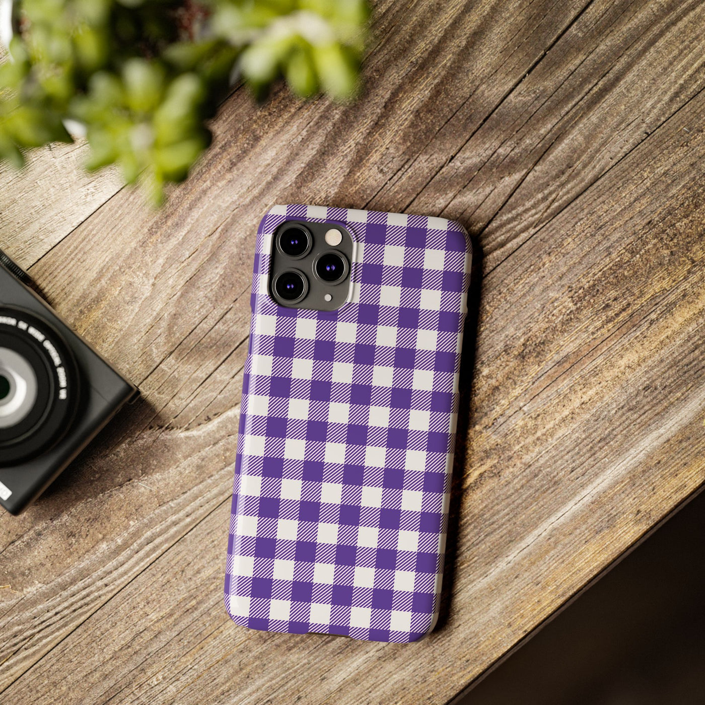 Slim Purple Gingham Gift for Her Cute Phone Cases for Iphone 16 Pro Max | iPhone 15 Case | iPhone 15 Pro Max Case, Iphone 14, 13, 12, 11, 10, 8, 7