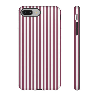 Tough Premium Old Claret Stripes Phone Case Gift for Her - For Apple iPhone 16 Pro Max 16e iPhone 15 Pro iPhone Iphone 14 Plus 13 Pro 12 SE XR - Studio40ParkLane