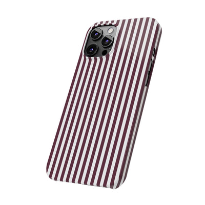 Slim Burgundy Wine Striped Cute Phone Case for Iphone 16 - | iPhone 15 Pro Max Case | iPhone 14 Case Iphone 13 12 11 10 9 8 7 Gift for Her - Studio40ParkLane