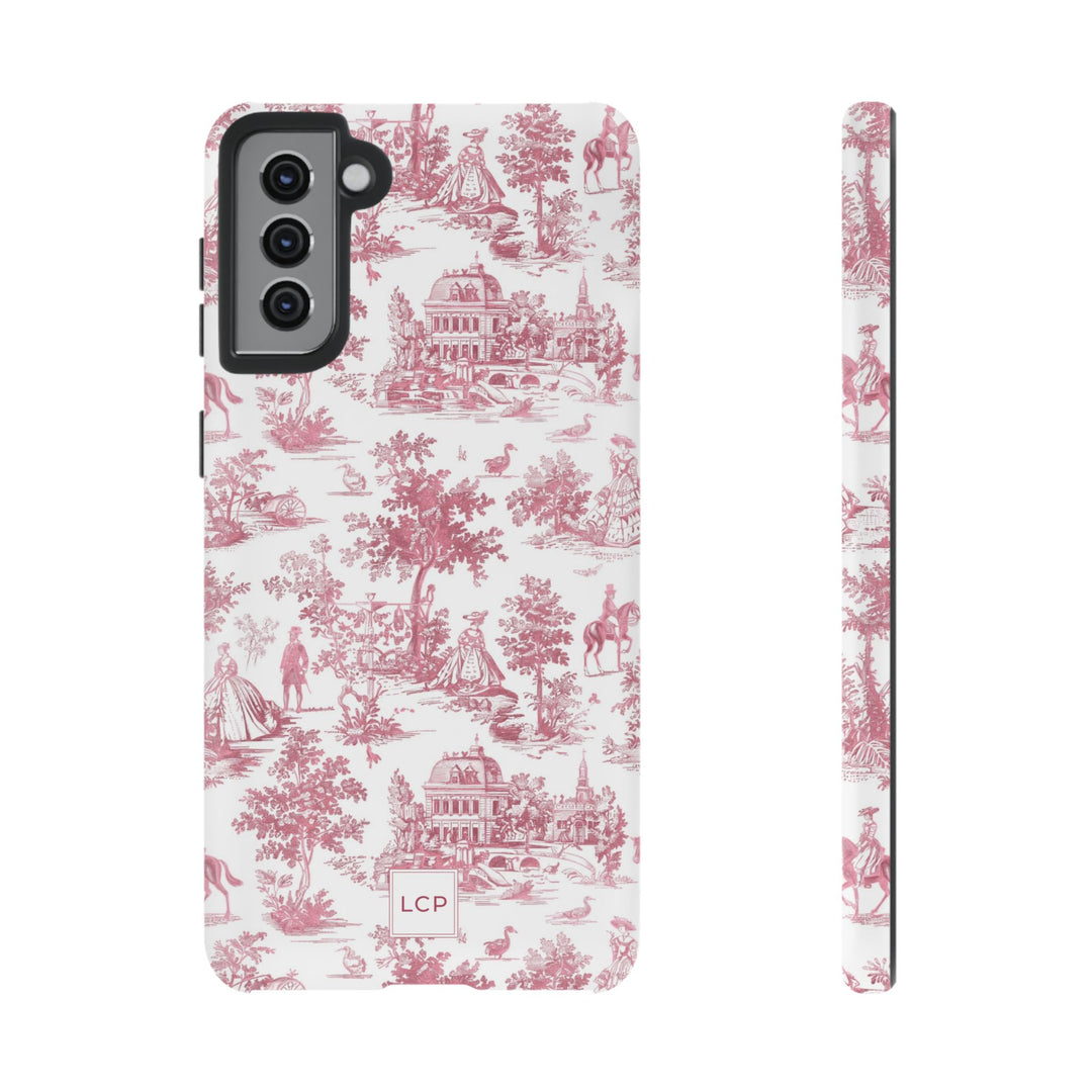 Personalized Custom French Toile Tough Cute Phone Case For Apple iPhone 18, 17, 16, 15 14, Pro Max, Samsung Galaxy S26, S25, S24 Plus Ultra