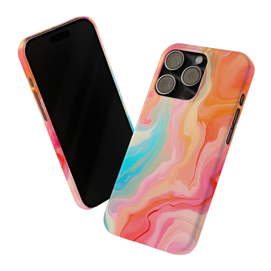 Slim Blue Pink Orange Marbled Cute Phone Cases for Iphone 16 Pro Max | iPhone 15 Case | iPhone 15 Pro Max Case, Iphone 14, Iphone 14 Pro Max, Iphone 13 12 11 8 7 - Studio40ParkLane