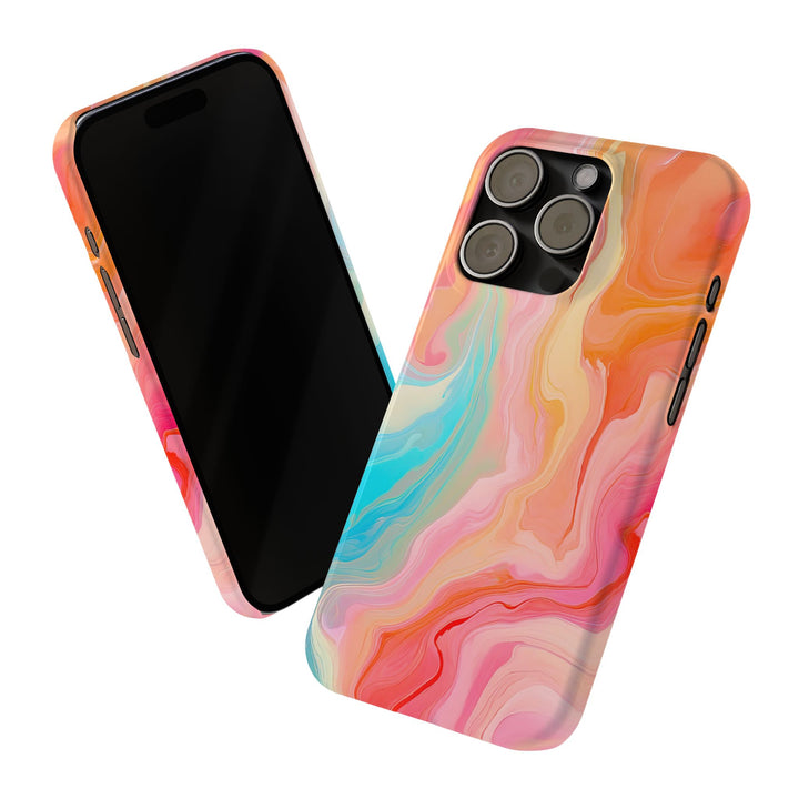 Slim Blue Pink Orange Marbled Cute Phone Cases for Iphone 16 Pro Max | iPhone 15 Case | iPhone 15 Pro Max Case, Iphone 14, Iphone 14 Pro Max, Iphone 13 12 11 8 7 - Studio40ParkLane