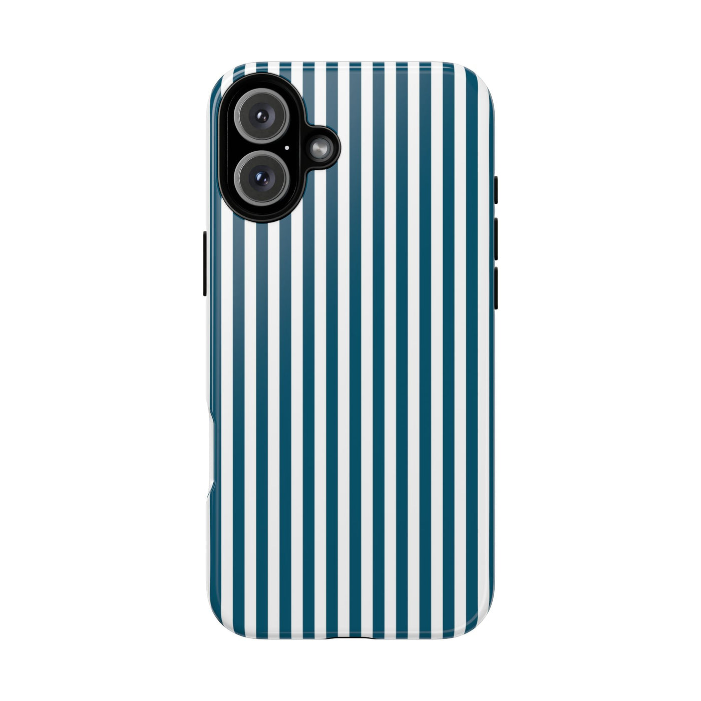 Tough Premium Teal Blue Stripes Phone Case Gift for Her - For Apple iPhone 16 Pro Max 16e iPhone 15 Pro iPhone Iphone 14 Plus 13 Pro 12 SE XR - Studio40ParkLane