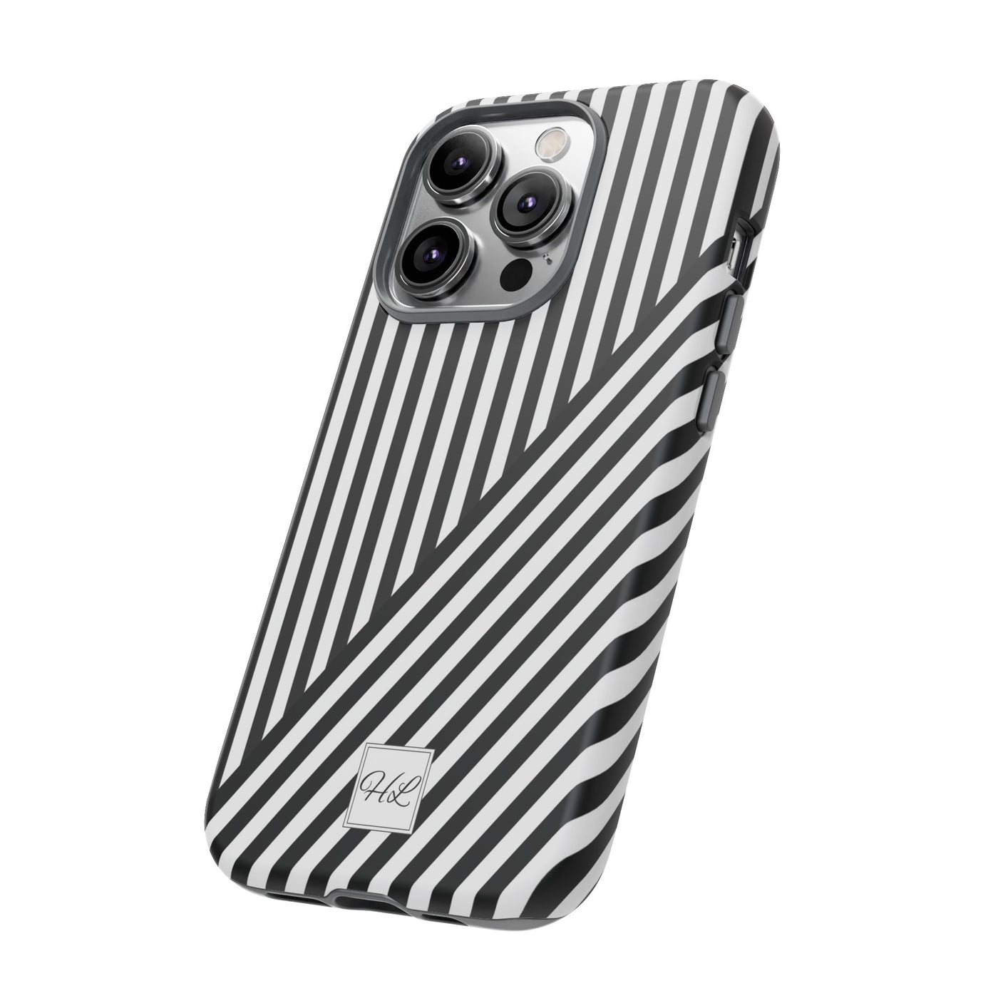 Custom Personalized Aesthetic Stripes Black White Tough Phone Case - For iPhone 17 Pro Max iPhone 16 Pro iPhone 15 Iphone 14 Plus 13 12 11 - Studio40ParkLane