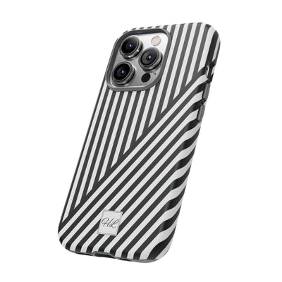 Custom Personalized Aesthetic Stripes Black White Tough Phone Case - For iPhone 17 Pro Max iPhone 16 Pro iPhone 15 Iphone 14 Plus 13 12 11 - Studio40ParkLane