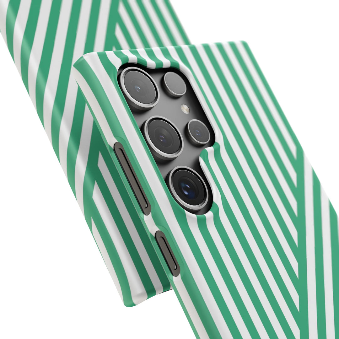 Aesthetic Emerald Stripes Cute Phone Case Sleek Snap - For iPhone 17 Pro Max iPhone 16 Pro iPhone 15 Iphone 14 Plus 13 Pro 12 11 10 Gift