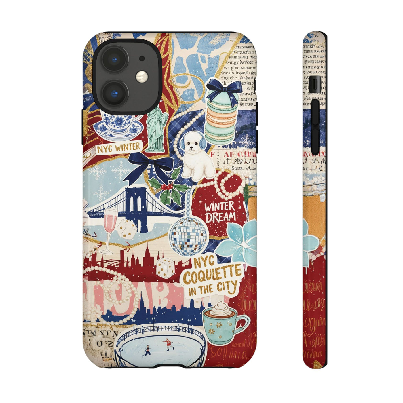 New York Winter Coquette Collage Tough Premium Phone Case - For iPhone 17 Pro Max iPhone 16 Pro iPhone 15 Iphone 14 Plus 13 Pro 12 11 10 XR