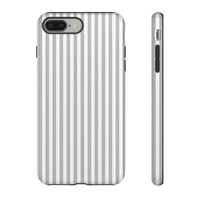 Tough Premium Ash Grey Stripes Phone Case Gift for Her - For Apple iPhone 16 Pro Max 16e iPhone 15 Pro iPhone Iphone 14 Plus 13 Pro 12 SE XR - Studio40ParkLane