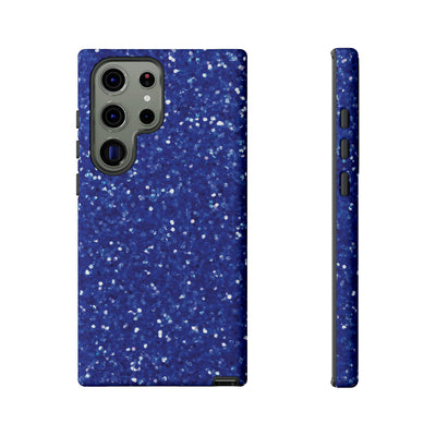 Chic Blue Faux Play on Glitter Effect Cute Phone Case, for IPhone 16 pro Max | Iphone 15, Iphone 14, IPhone 13 Case, 11 8 7, Samsung Galaxy S24, S23, S22, S21, 2 Layer Protection