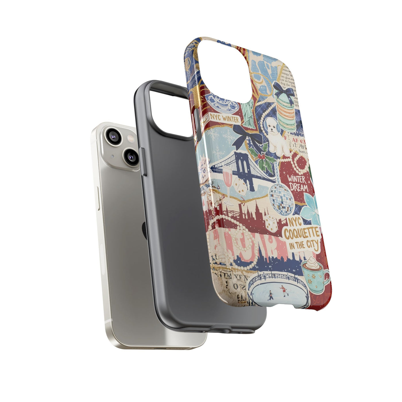 New York Winter Coquette Collage Tough Premium Phone Case - For iPhone 17 Pro Max iPhone 16 Pro iPhone 15 Iphone 14 Plus 13 Pro 12 11 10 XR