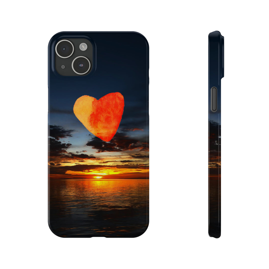 Slim Cute Phone Cases for Iphone - | iPhone 15 Case | iPhone 15 Pro Max Case, Iphone 14 Case, Iphone 14 Pro Max, Iphone 13, Rising Heart Sunset - Studio40ParkLane