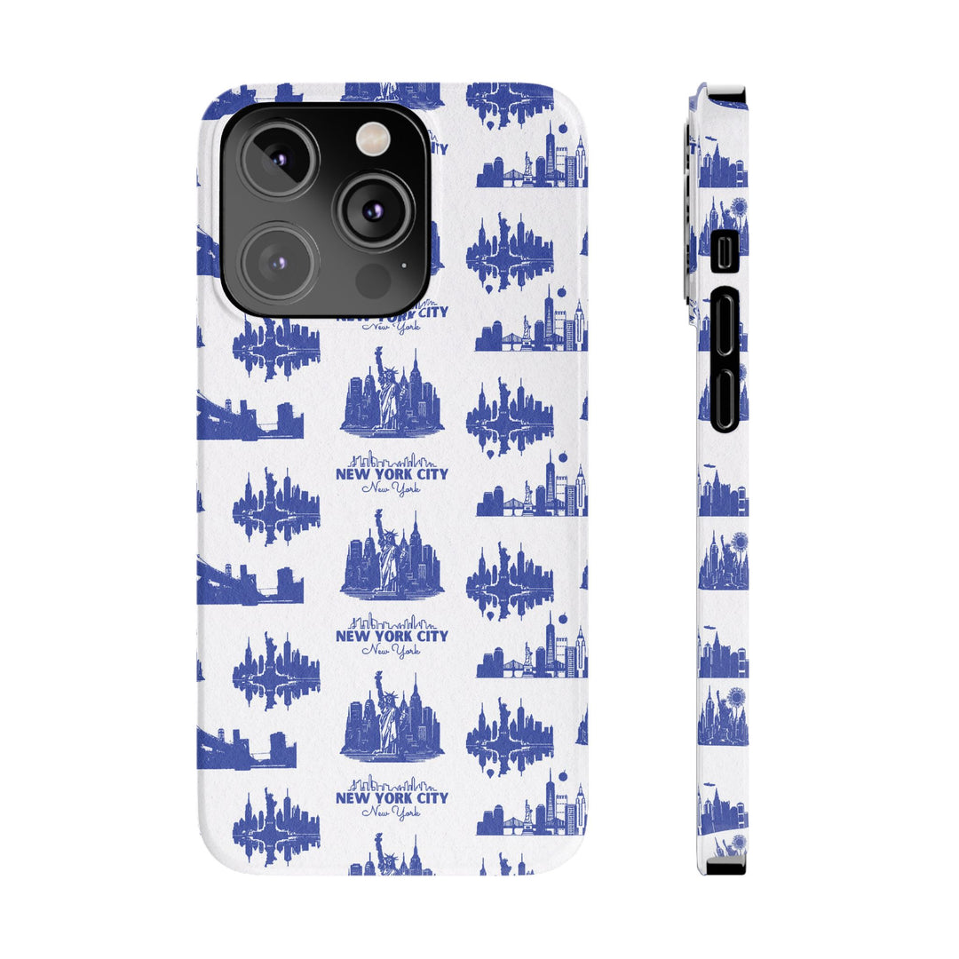 Slim New York Skyline Blue Collage Coquette Gift for Her Cute Phone Cases for Iphone 16 Pro Max | iPhone 15 Case | iPhone 15 Pro Max Case, Iphone 14, Iphone 14 Pro Max, Iphone 13 12 11 8 7 - Studio40ParkLane